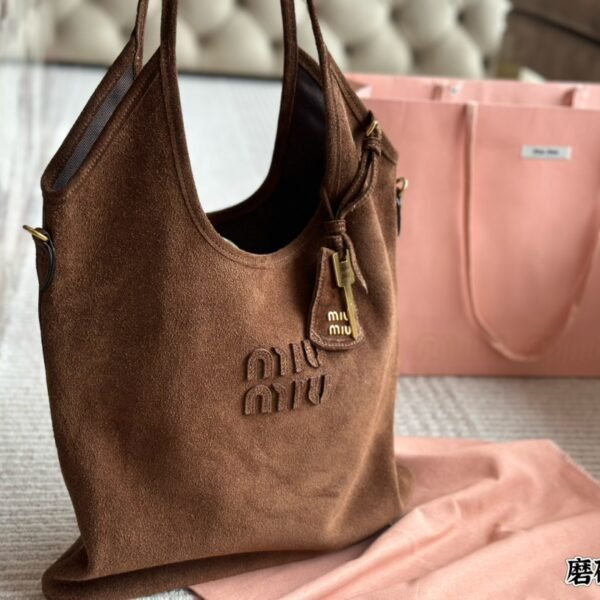 MIU Suede Logo Tote - Bag