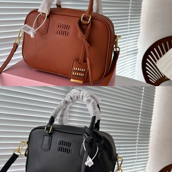 MIU Wander Matelassé Brown/Black Leather - Bag