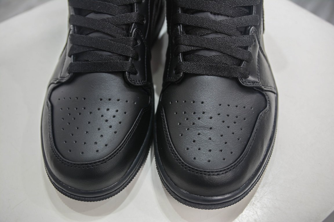 NK Air Jordan 1 Mid Triple Black Black Leather - Sneakers - Image 9
