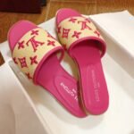 LV Pool Pillow Comfort Pink Monogram Raffia – Slides