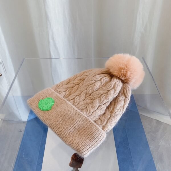 MCL Logo Patch Cable Knit Beanie Beige - Hat
