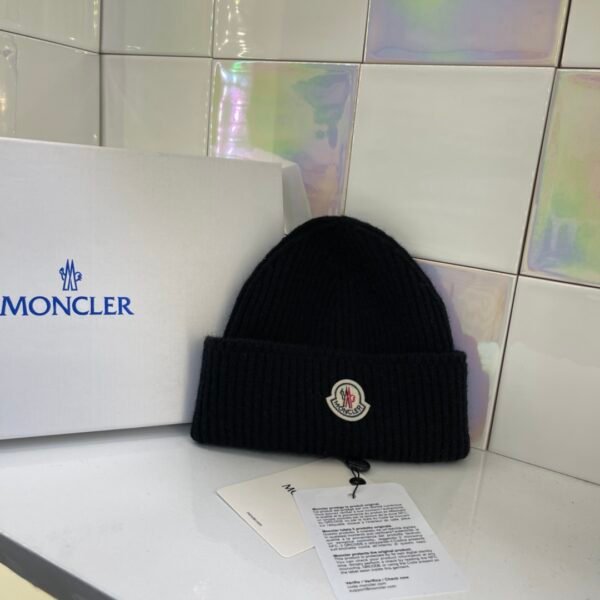 MCL Ribbed Beanie Black/White/Cream Wool - Hat
