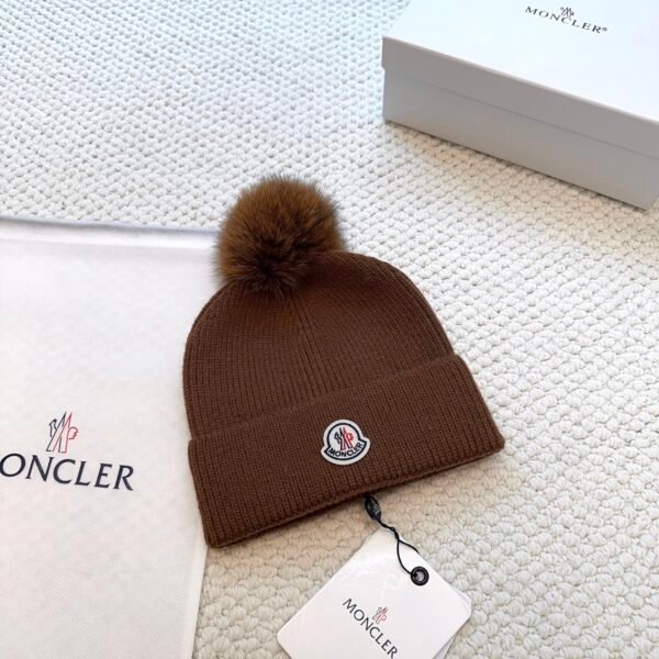 MCL Pom Pom Beanie Brown Knit - Hat