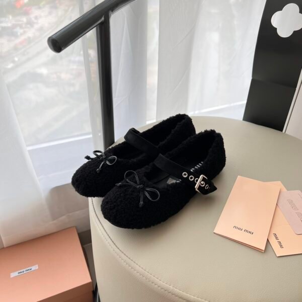 MIU Shearling Ballet Flats - Shoes