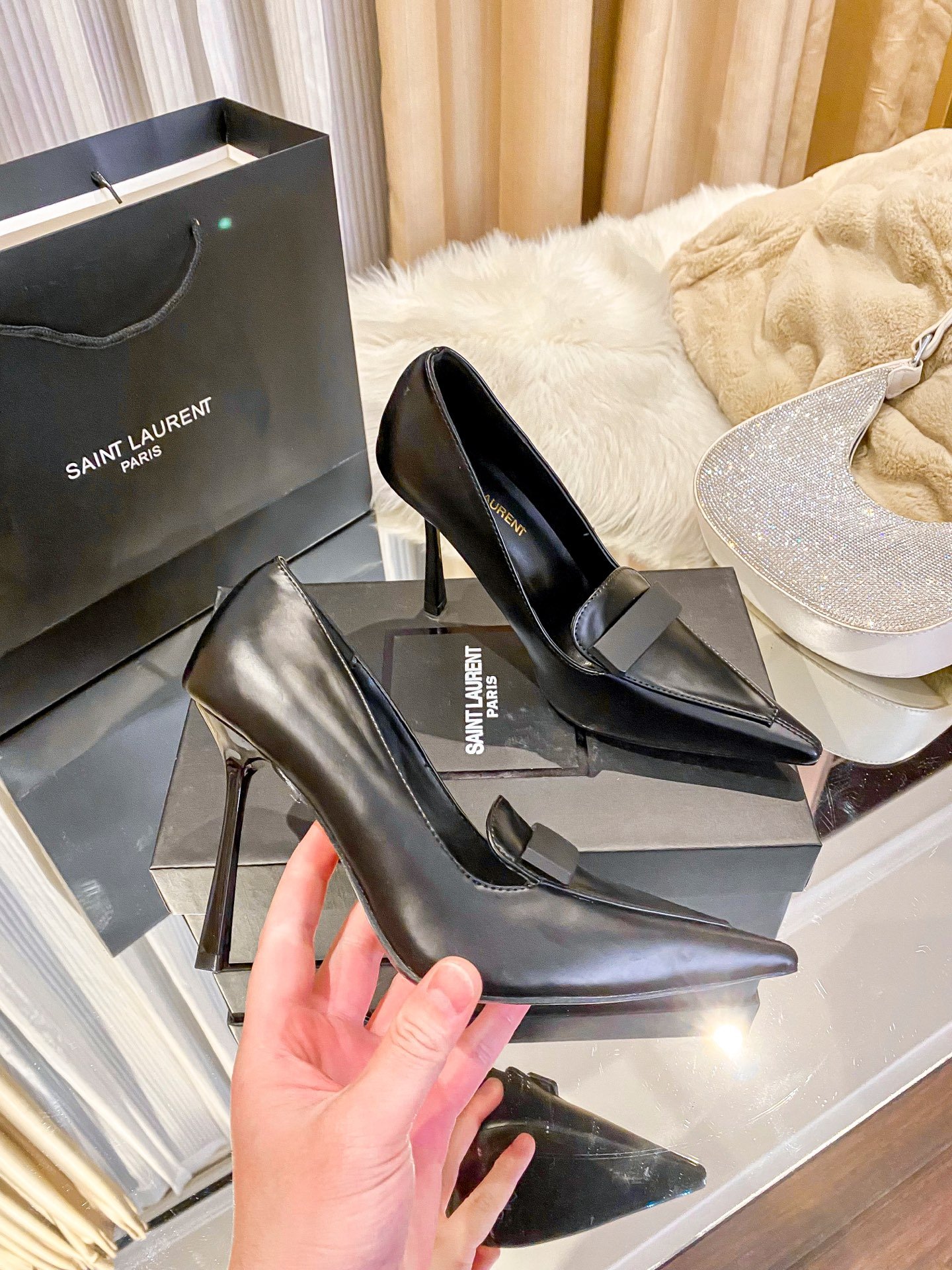 YSL New Retro Loafer Pumps Black Leather - Heels - Image 4