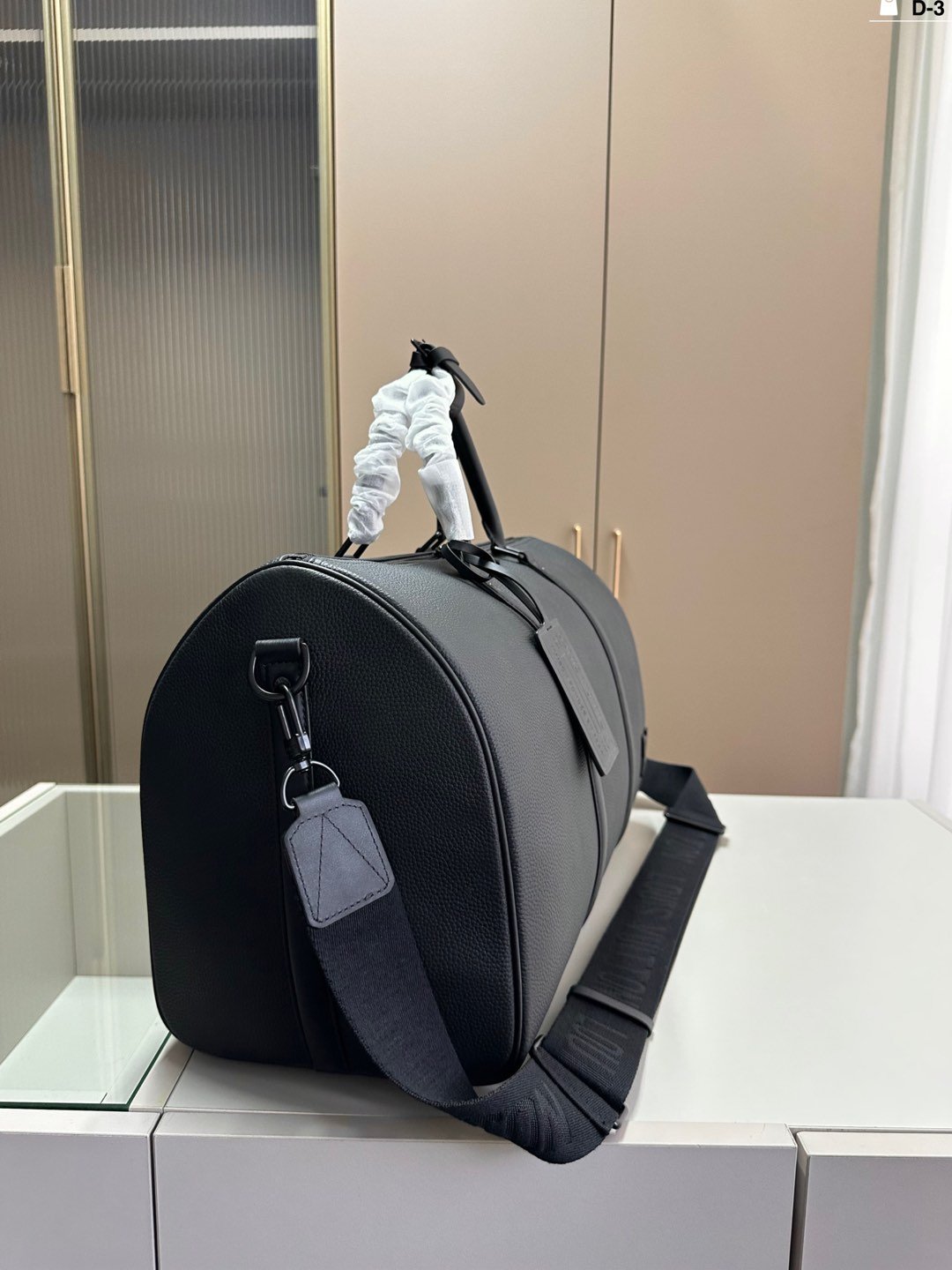 LV Keepall Bandoulière 55 Black Taiga Leather - Bag - Image 2