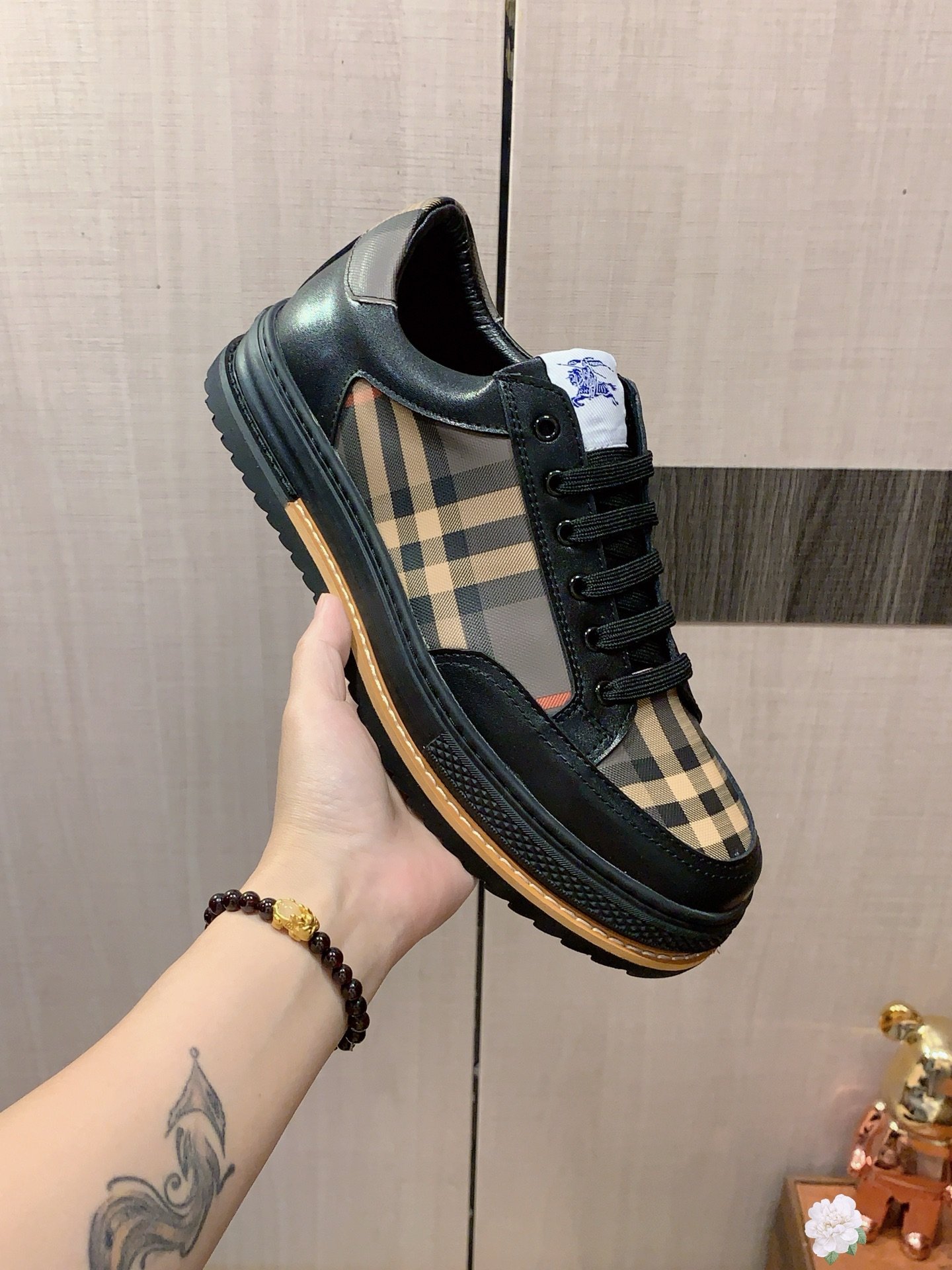 BBR Vintage Check Sneakers Black/Beige - Sneakers - Image 6