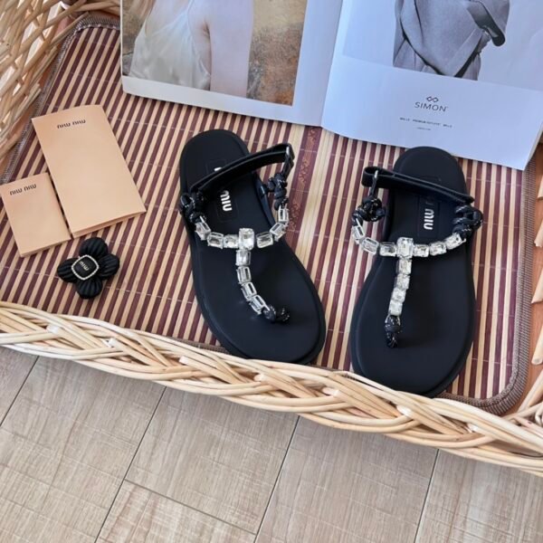 MIU Crystal Embellished Sandals - Sandals