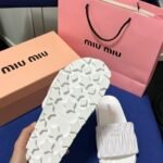MIU Ruched Nappa Leather Slides – Slide