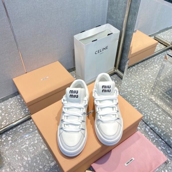 MIU Logo Sneakers White Leather - Sneakers