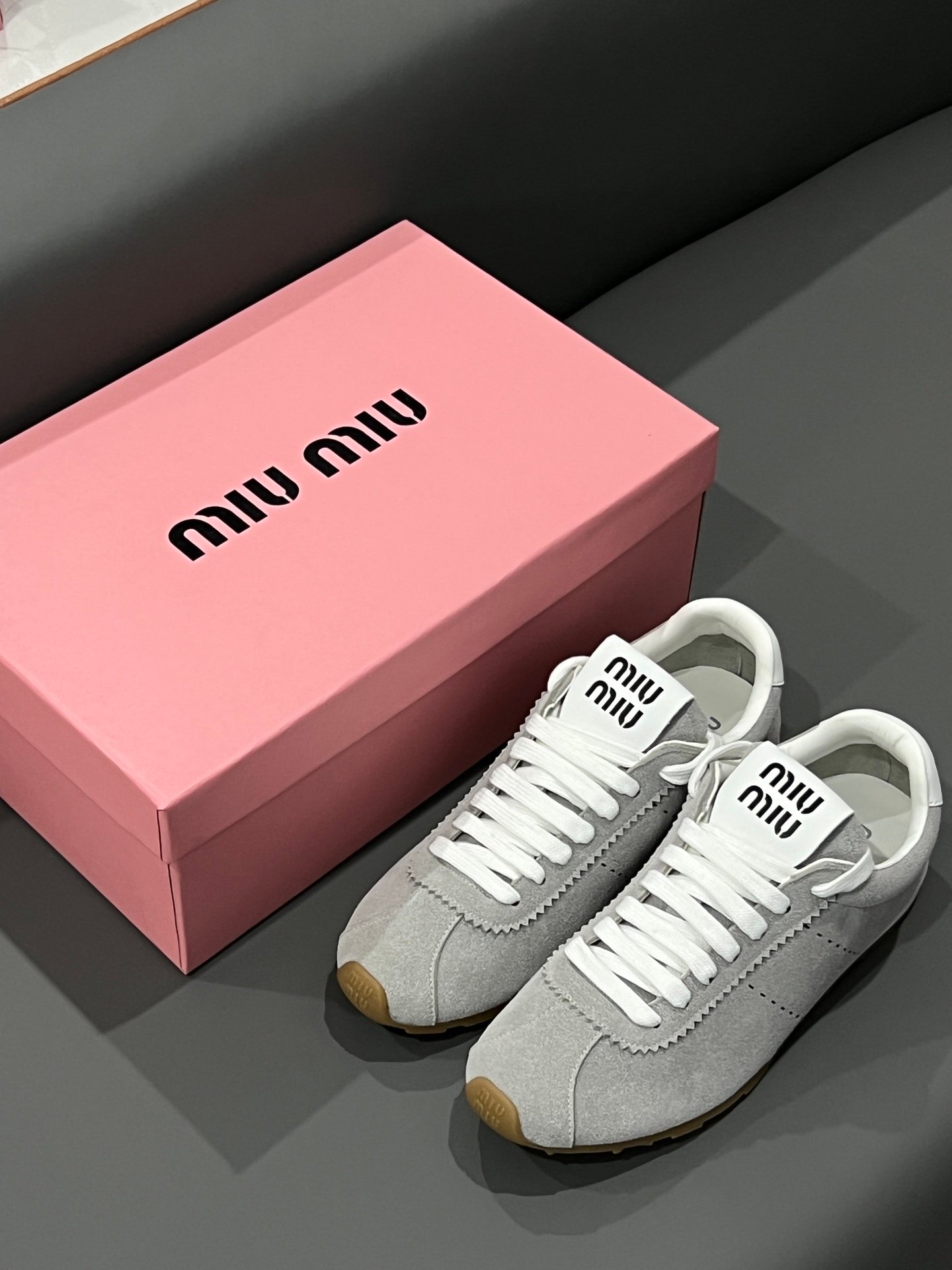 MIU Retro Trainer Grey Suede - Sneakers - Image 4