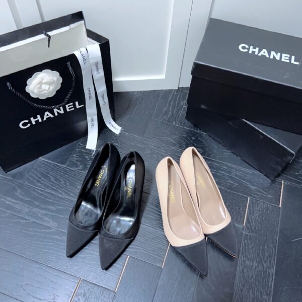 CC Slingback Pumps Black/Beige Leather - Heels