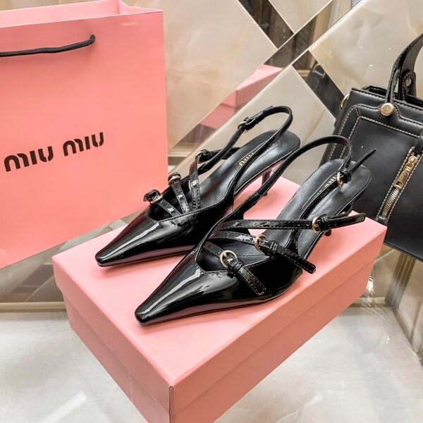 MIU Patent Leather Slingback Pumps - Heels