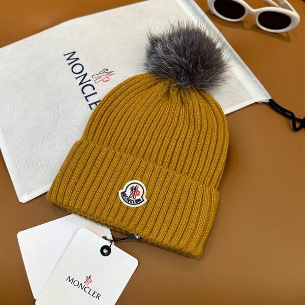 MCL Pom Pom Beanie Mustard Knit - Hat