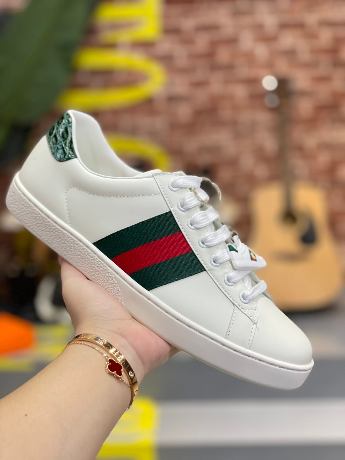 GG Ace White Leather – Sneaker – Bianco — 3