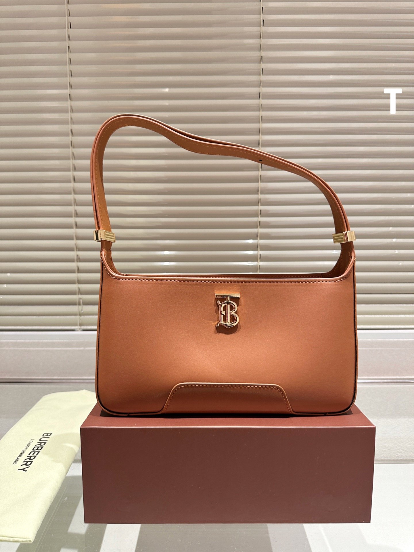 BBR TB Shoulder Bag Tan/Black Leather - Bag