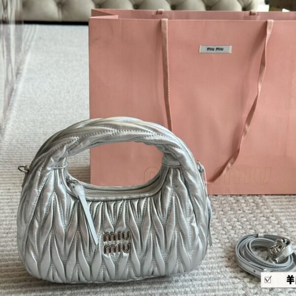 MIU Wander Matelassé Silver Leather - Bag