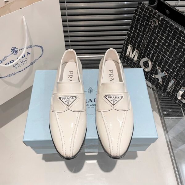 PR Triangle Logo Patent Leather Loafers - Shoes