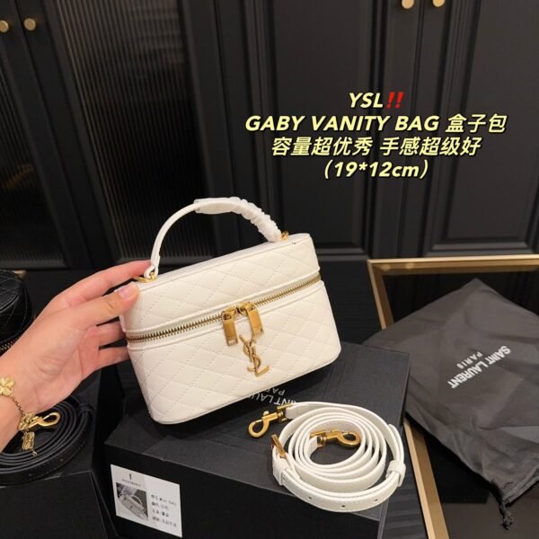 YSL Gaby Vanity Small White Leather - Bag