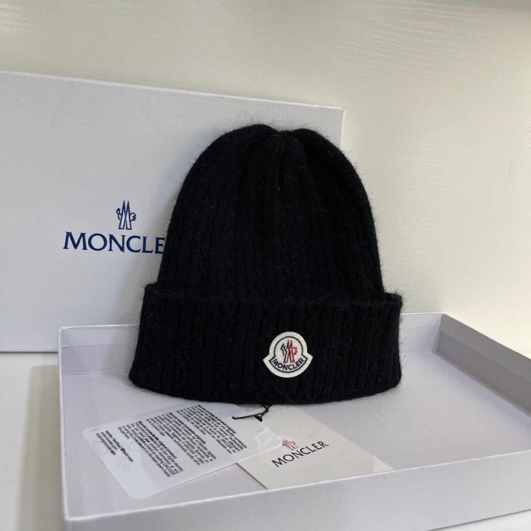 MCL Ribbed Wool Beanie Black/White Wool - Hat