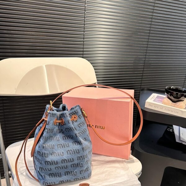 MIU Denim Logo Bucket - Bag
