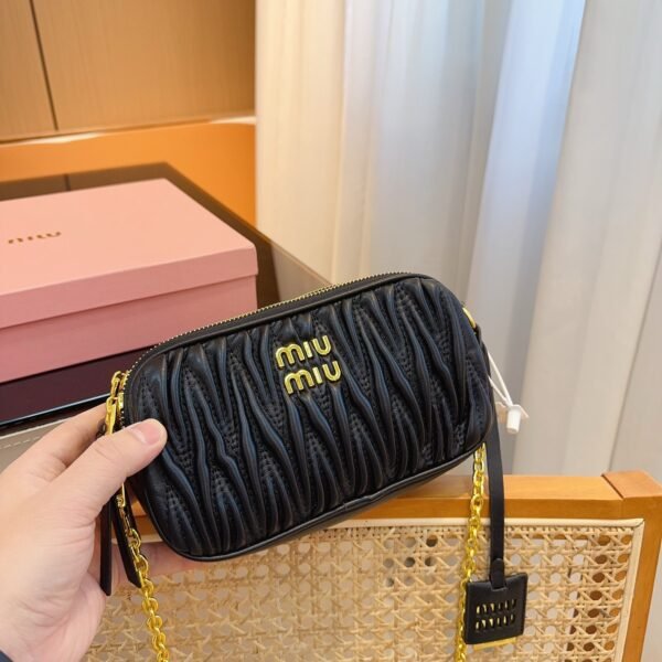 MIU Matelassé Camera Bag Black Leather - Bag
