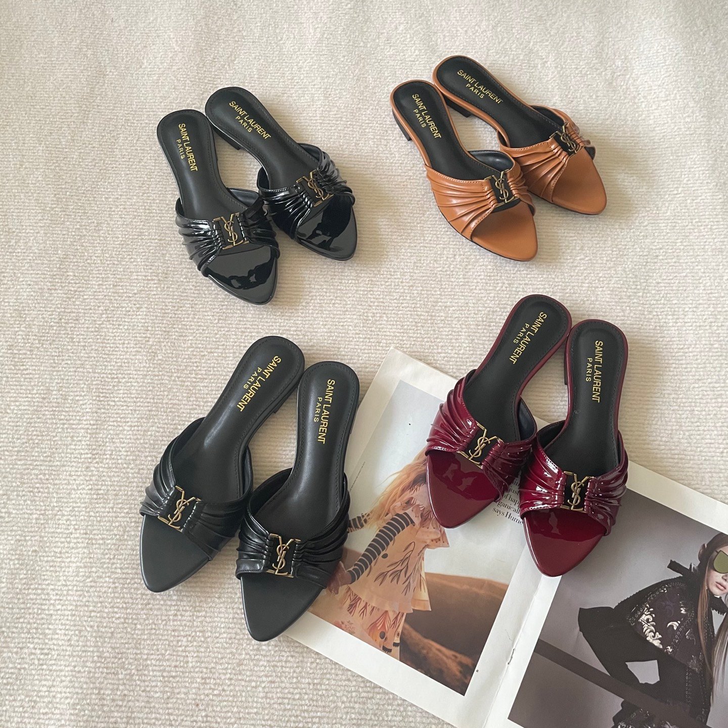 YSL Cassandra Mules Black Leather - Sandals - Image 3