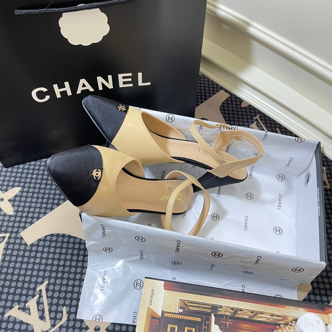 CC Slingback Ballerinas Beige/Black Leather - Heels - Image 7