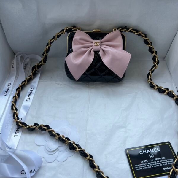 CC Mini Bow Flap Bag Black Patent Leather - Bag