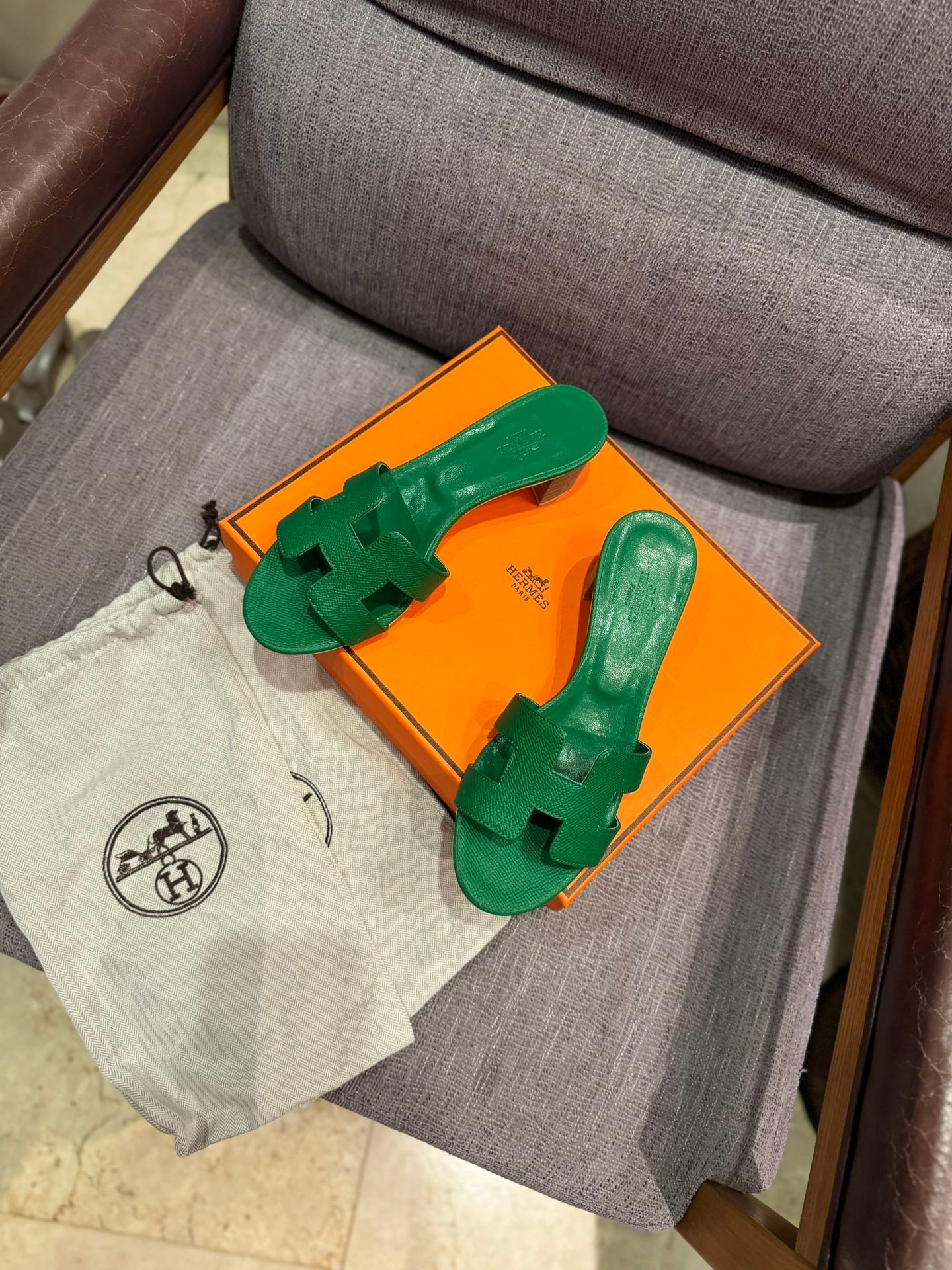 HM Oran Sandals Green Leather - Sandals - Image 4