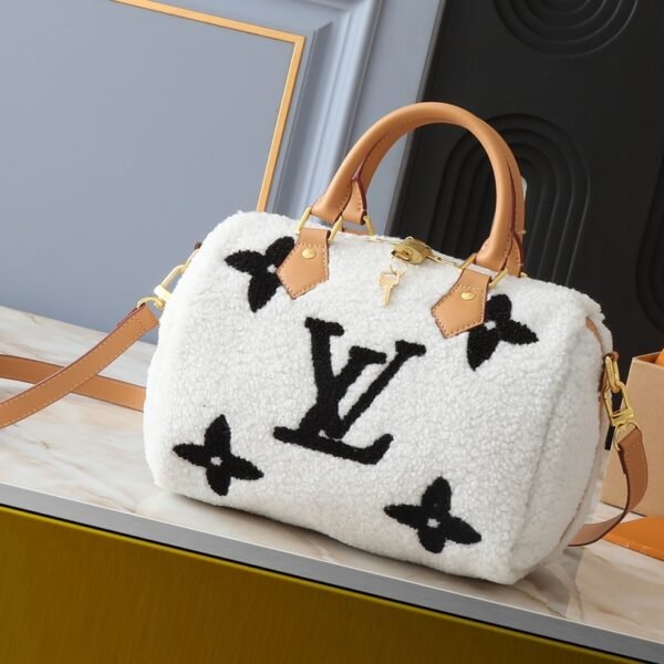 LV Speedy Bandoulière 25 White Shearling Monogram - Bag