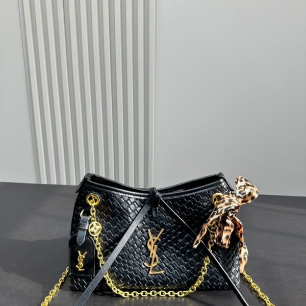 YSL Kaia Black Woven Leather - Bag