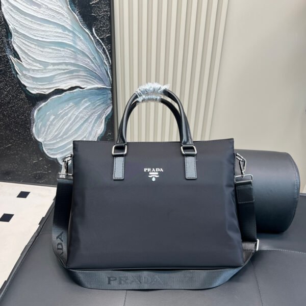 PR Saffiano Leather and Nylon Briefcase Black - Bag