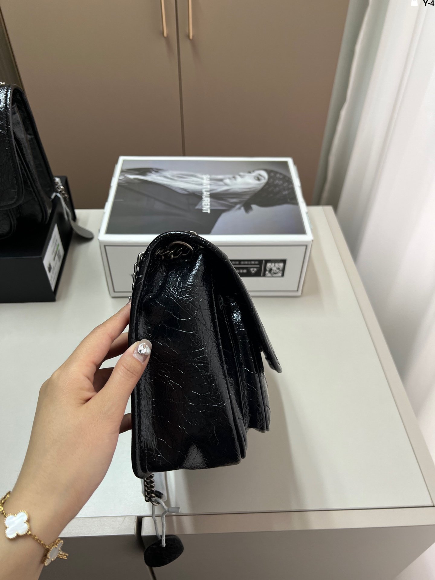 YSL Niki Medium Black Crinkled Leather - Bag - Image 2