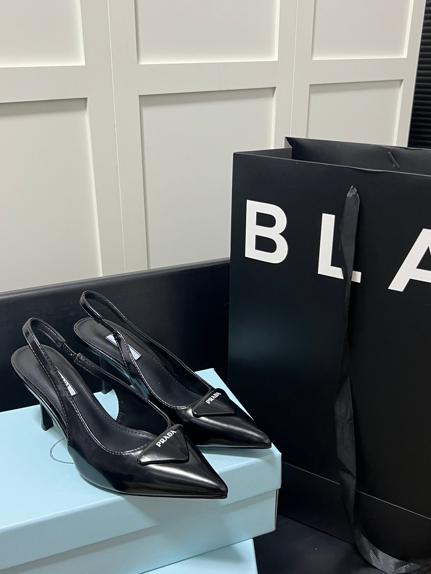 PR Slingback Pointed Toe Pumps Black Patent Leather - Heels - Image 4
