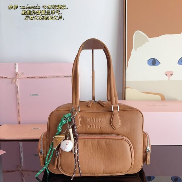 MIU Matelassé Nappa Leather Bag Brown, Black - Bag