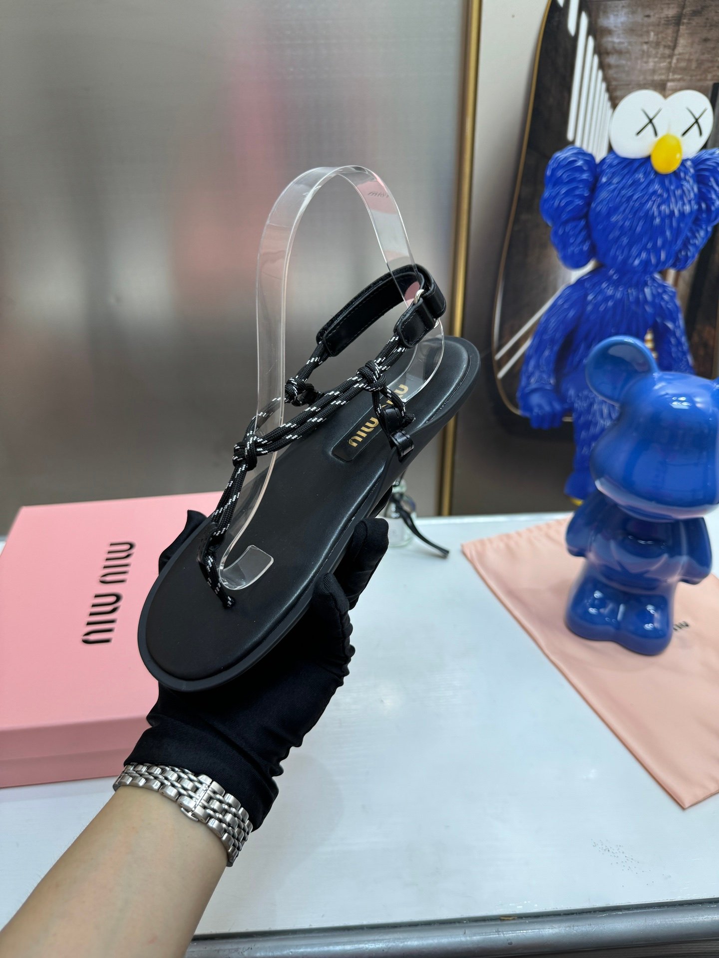 MIU Laced-Up Sandals Black - Sandals - Image 7