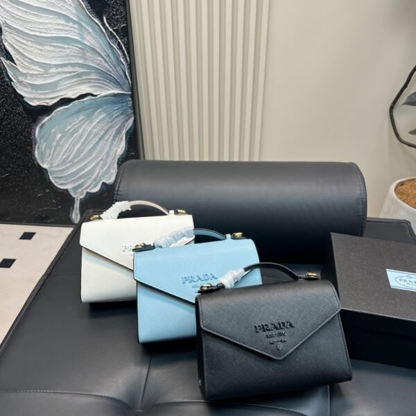 PR Saffiano Mini Bag Black/White/Blue Saffiano Leather - Bag