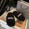 BAL Furry Logo Slippers - Slides – Black · Ref. SH14711