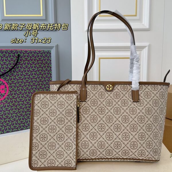 TB canvas tote bag with monogram