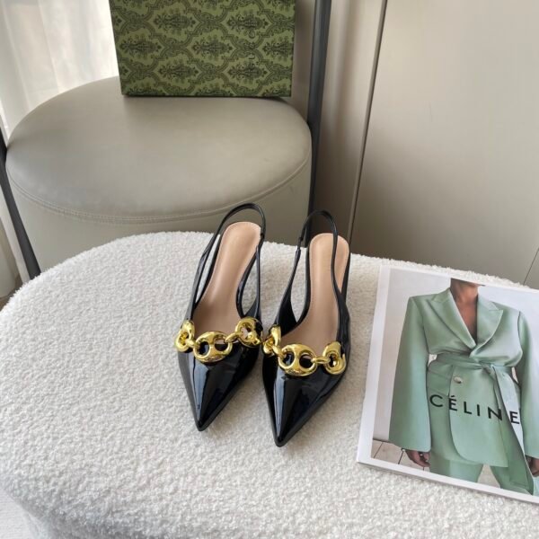 GG Slingback Pump Black Patent Leather - Heels