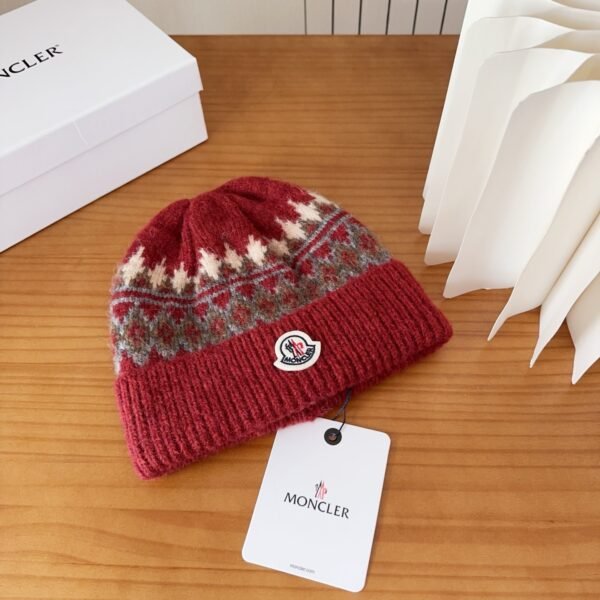 MCL Fair Isle Beanie Red Wool - Hat