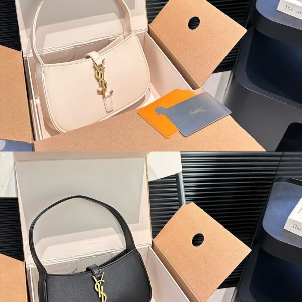 YSL Le 5 à 7 Hobo Mini Black/White Leather - Bag