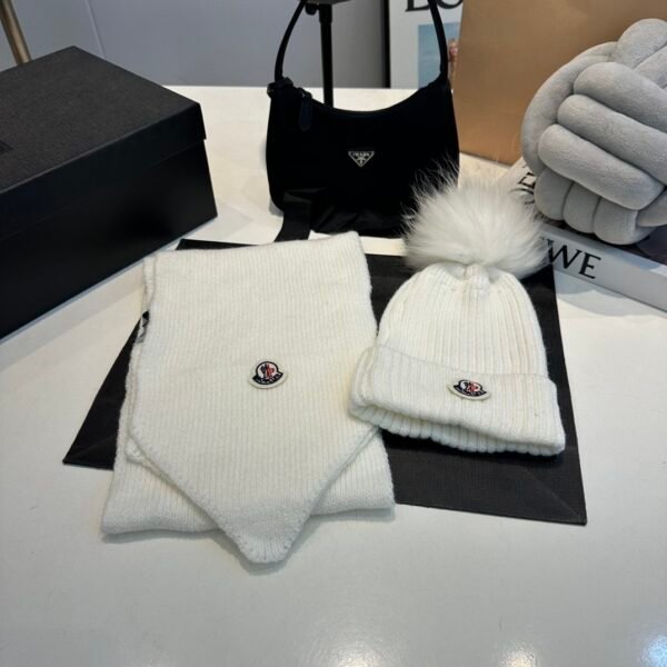 MCL Ribbed Wool Beanie and Scarf Set - Hat