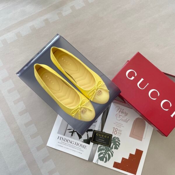 GG GG Marmont Ballet Flats Yellow Leather - Shoes