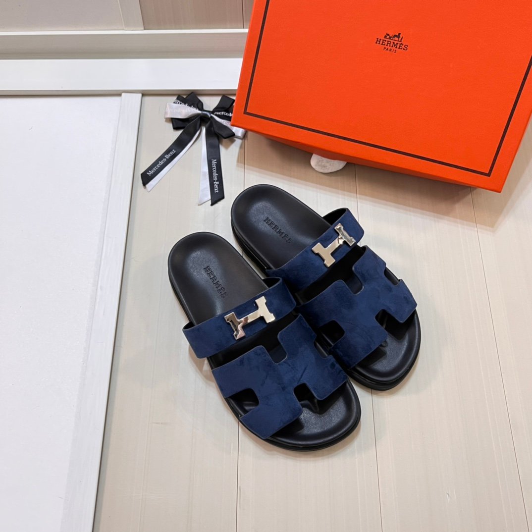 HM Izmir Sandals Blue Suede - Slides - Image 3