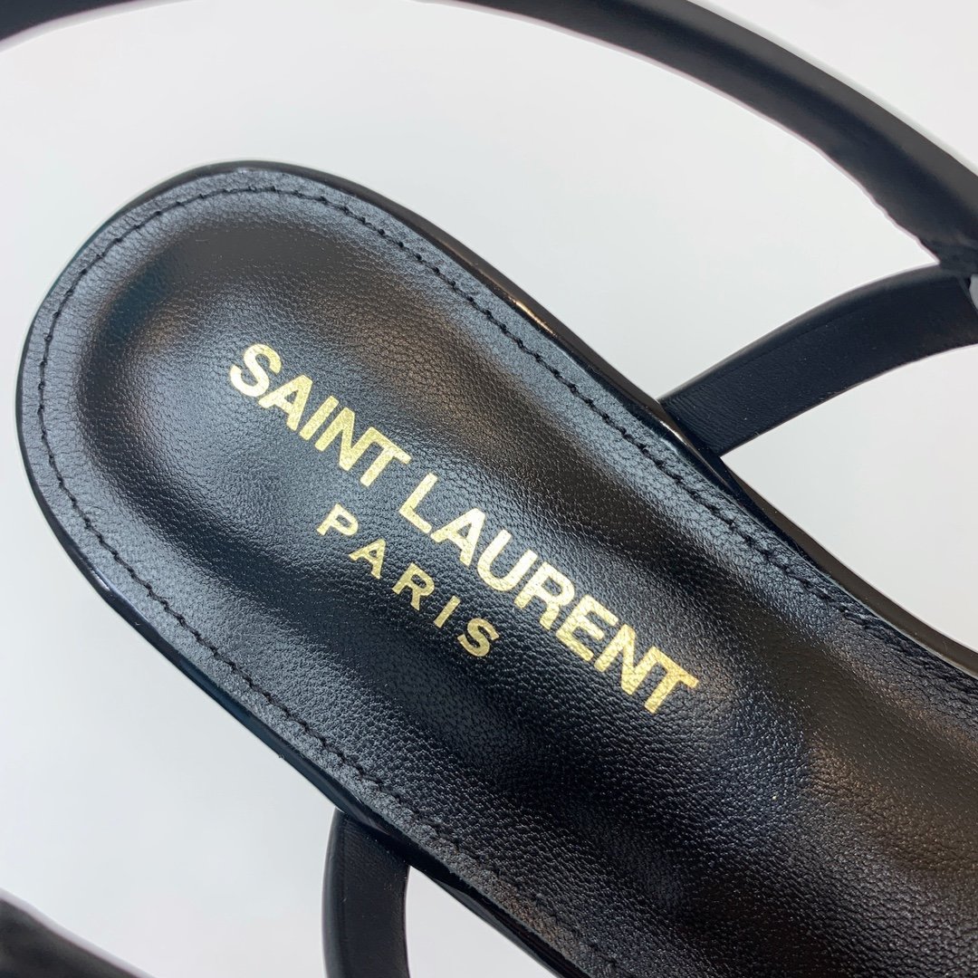 YSL Cassandra Flat Sandals Black Leather - Sandals - Image 8