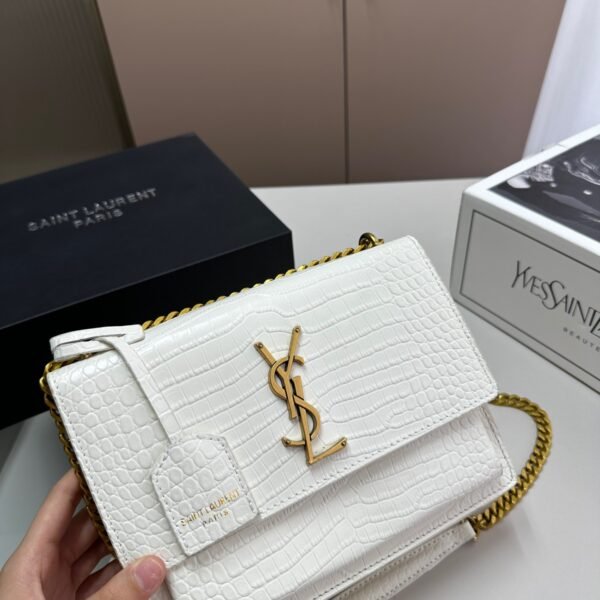 YSL Sunset Small Croc Embossed Leather - Bag