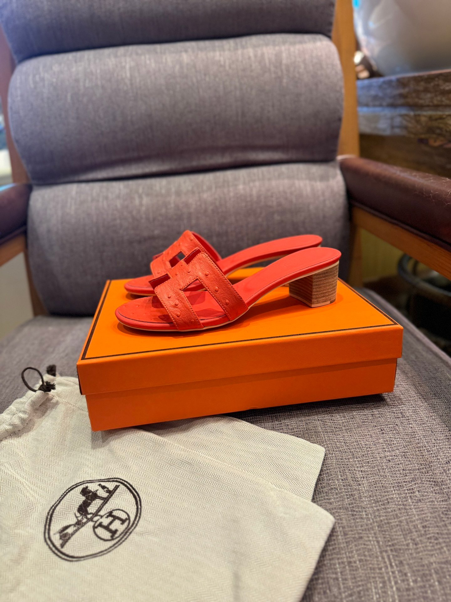 HM Oran Sandals Orange Suede - Sandals