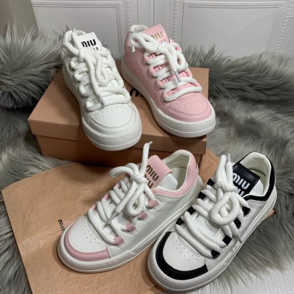 MIU Sneakers Pink/Black Leather - Sneakers